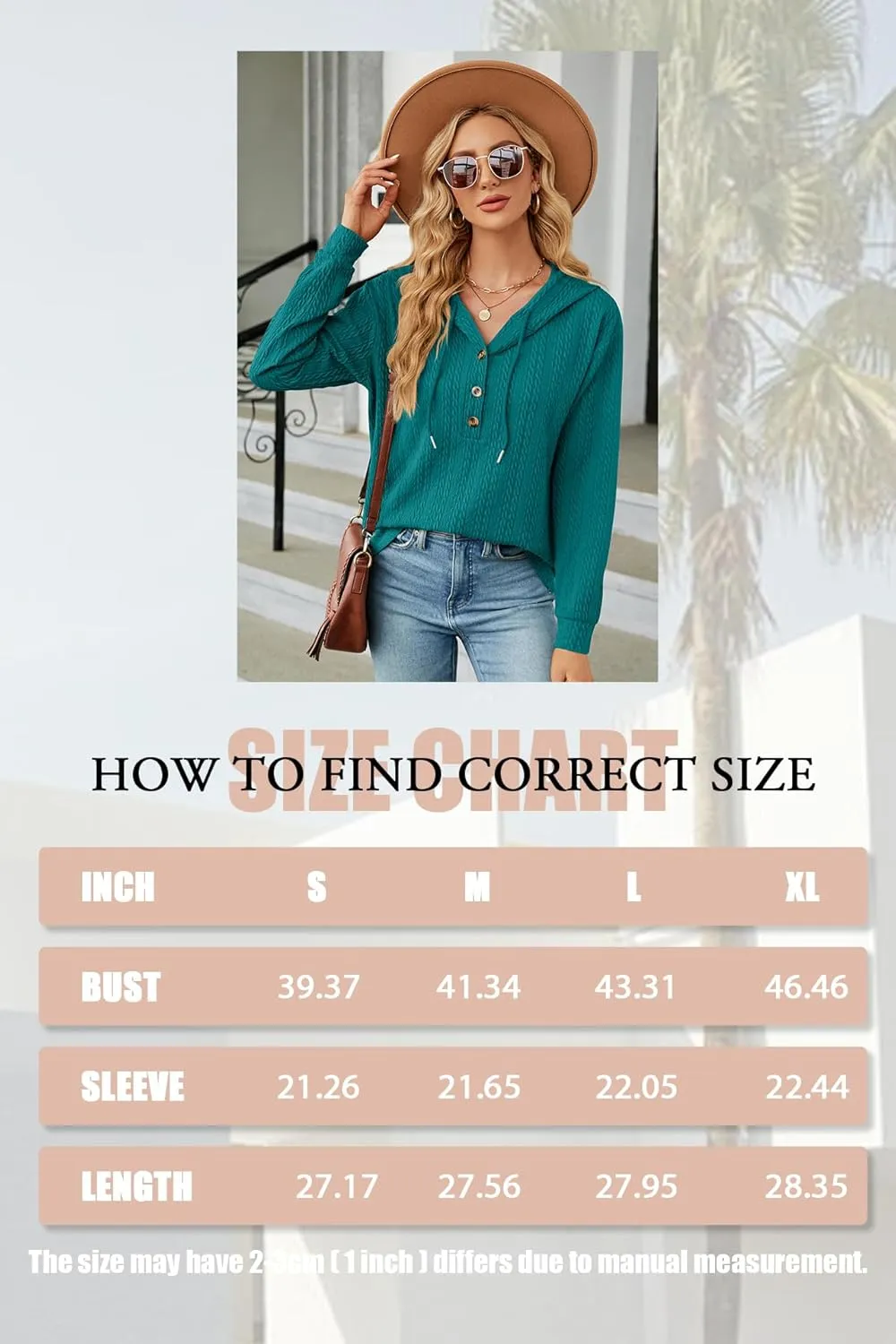 Women's 2023 Fall Fashion V Neck Button Down Hoodies Loose Pullover Hooded Sweatshirts Tops