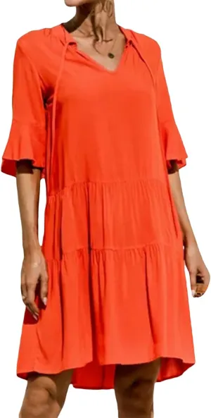 Womens Boho Summer Dresses Flowy Midi Dress Floral Ruffle Mid Sleeve Tiered Beach Casual Sundresses