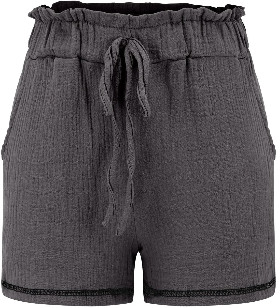 Womens Cotton Shorts Elastic High Waisted Loose Fit Casual Paper Bag Shorts with Pockets Comfy Beach Summer Short Pants 2024