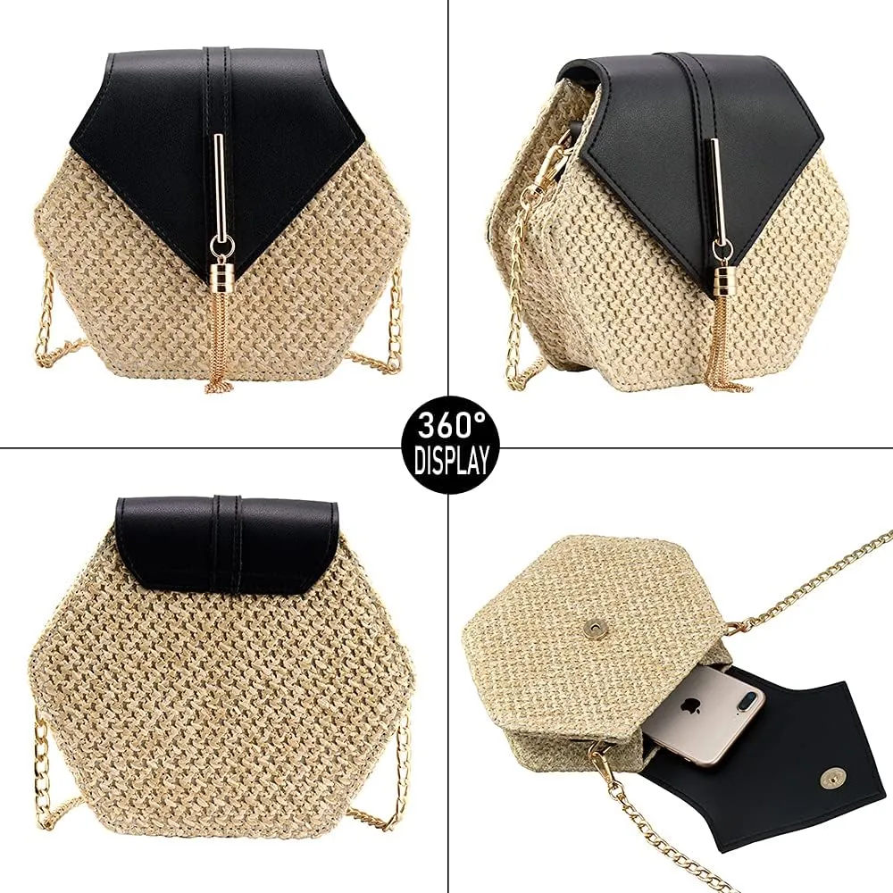 Women's Crossbody Bag Cute Straw Shoulder Bag