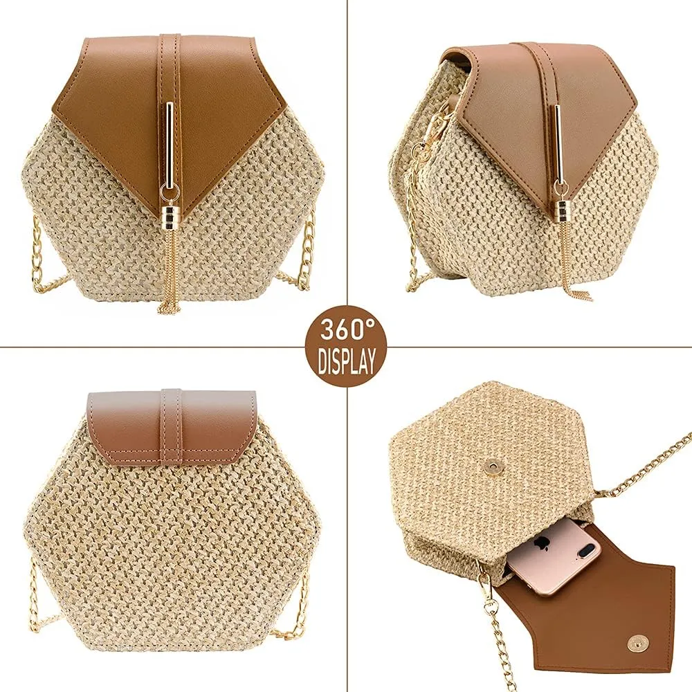 Women's Crossbody Bag Cute Straw Shoulder Bag