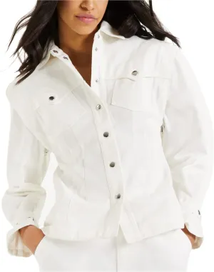 Womens Denim Jean Jacket, White, Large