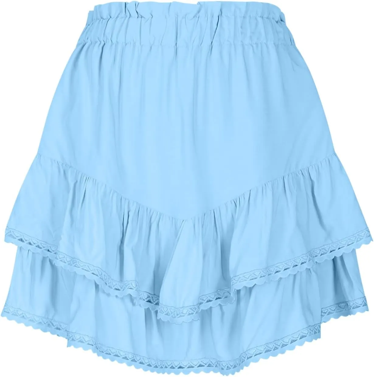 Womens Mini Skirts Ruffle Tiered Skirt Short Summer Skirt Casual Boho Skirt High Waisted A Line Skirt Crochet Shirts
