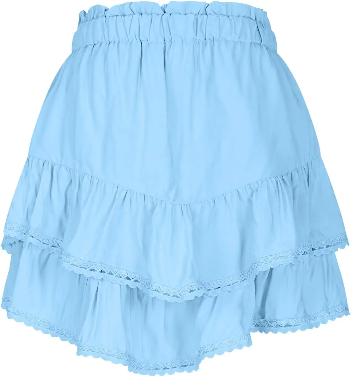 Womens Mini Skirts Ruffle Tiered Skirt Short Summer Skirt Casual Boho Skirt High Waisted A Line Skirt Crochet Shirts