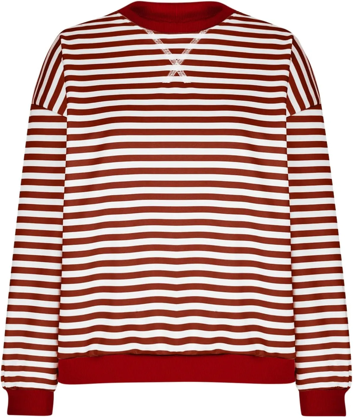 Womens Oversized Sweatshirt Long Sleeve Striped Sweatshirts Loose Fit Pullover Top Fashion Y2k Clothes Fall Outfits