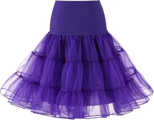 Women's Petticoat Skirt Layered Ballet Tulle Pettiskirts Tulle Midi Knee Length Skirt Dress Puffy Tutu Skirt