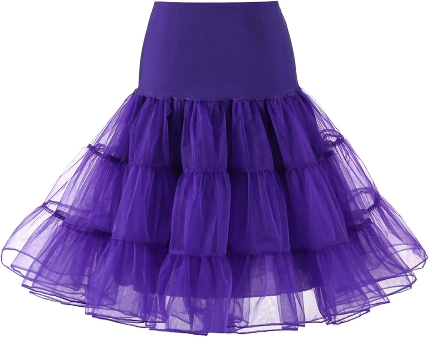 Women's Petticoat Skirt Layered Ballet Tulle Pettiskirts Tulle Midi Knee Length Skirt Dress Puffy Tutu Skirt