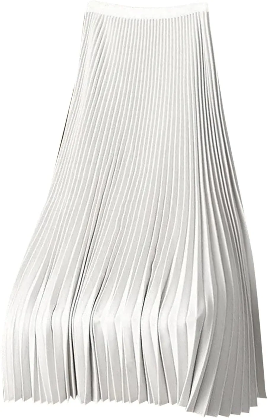 Womens Pleated Midi Skirts Elastic High Waist A-Line Ankle Length Skirt Ladies Elegant Evening Party Skirts