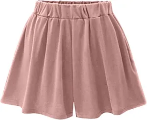 Womens Skirts Pleated Elastic High Waisted Wide Leg Dressy Shorts Basic Solid Versatile Stretchy Flared Casual Skorts
