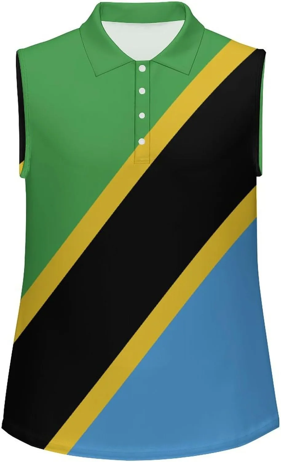 Women's Sleeveless Golf Shirt Quick Dry Jamaica Flag Casual Tank Tops Polo-Shirts for Women with Collar