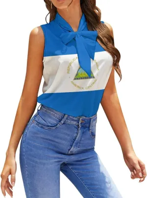 Women's Sleeveless Golf Shirt Quick Dry Nicaragua Flag Casual Tank Tops Polo-Shirts for Women with Collar