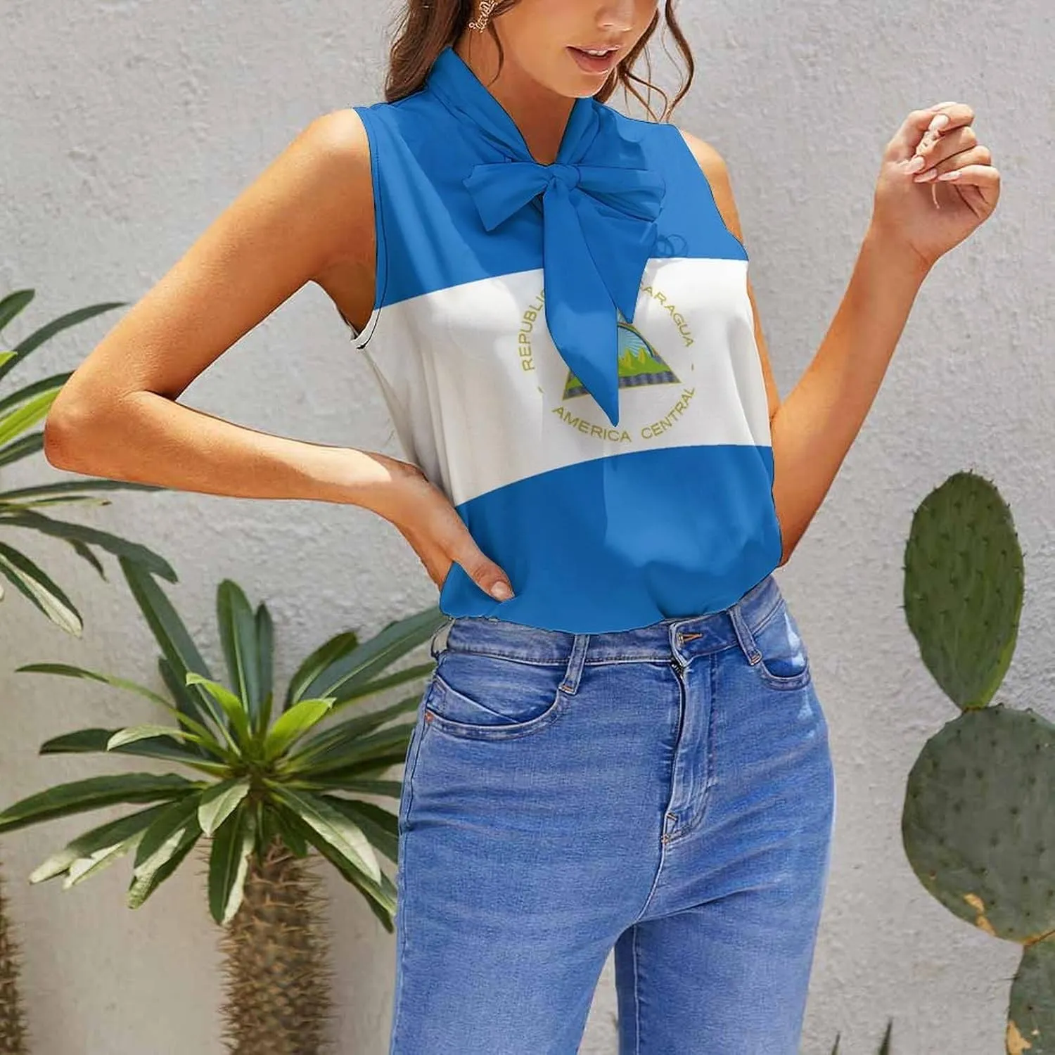 Women's Sleeveless Golf Shirt Quick Dry Nicaragua Flag Casual Tank Tops Polo-Shirts for Women with Collar
