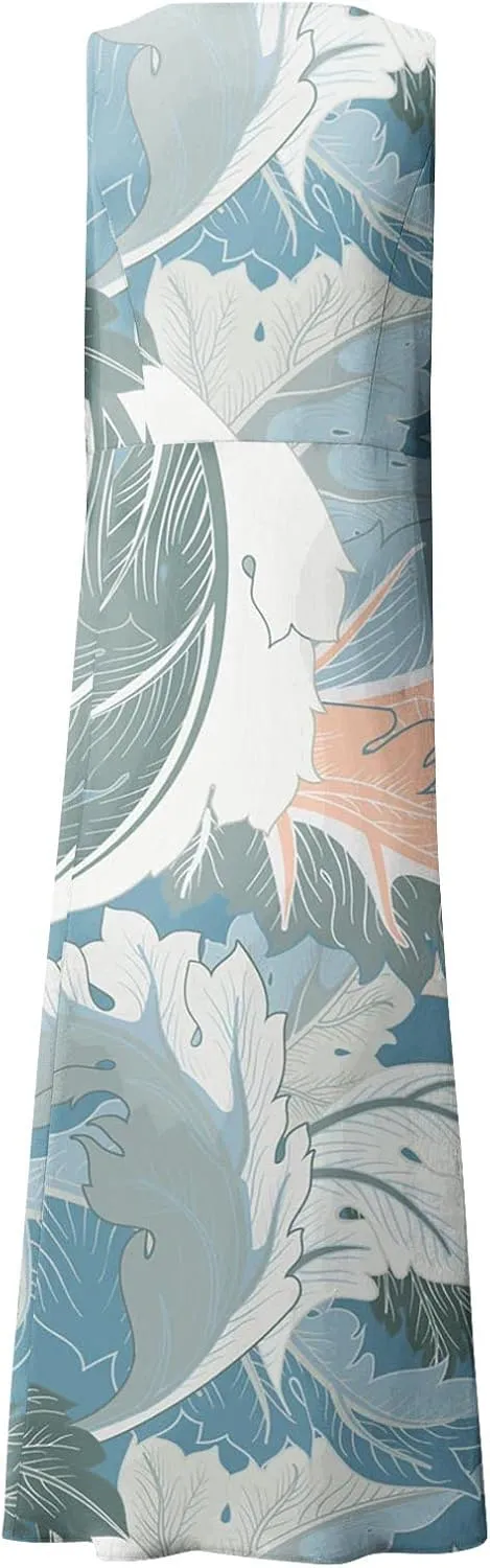 Women's Summer Sleeveless Cotton Tank Dress Casual Loose A-Line Midi Long Beach Dresses Sundress with Pockets