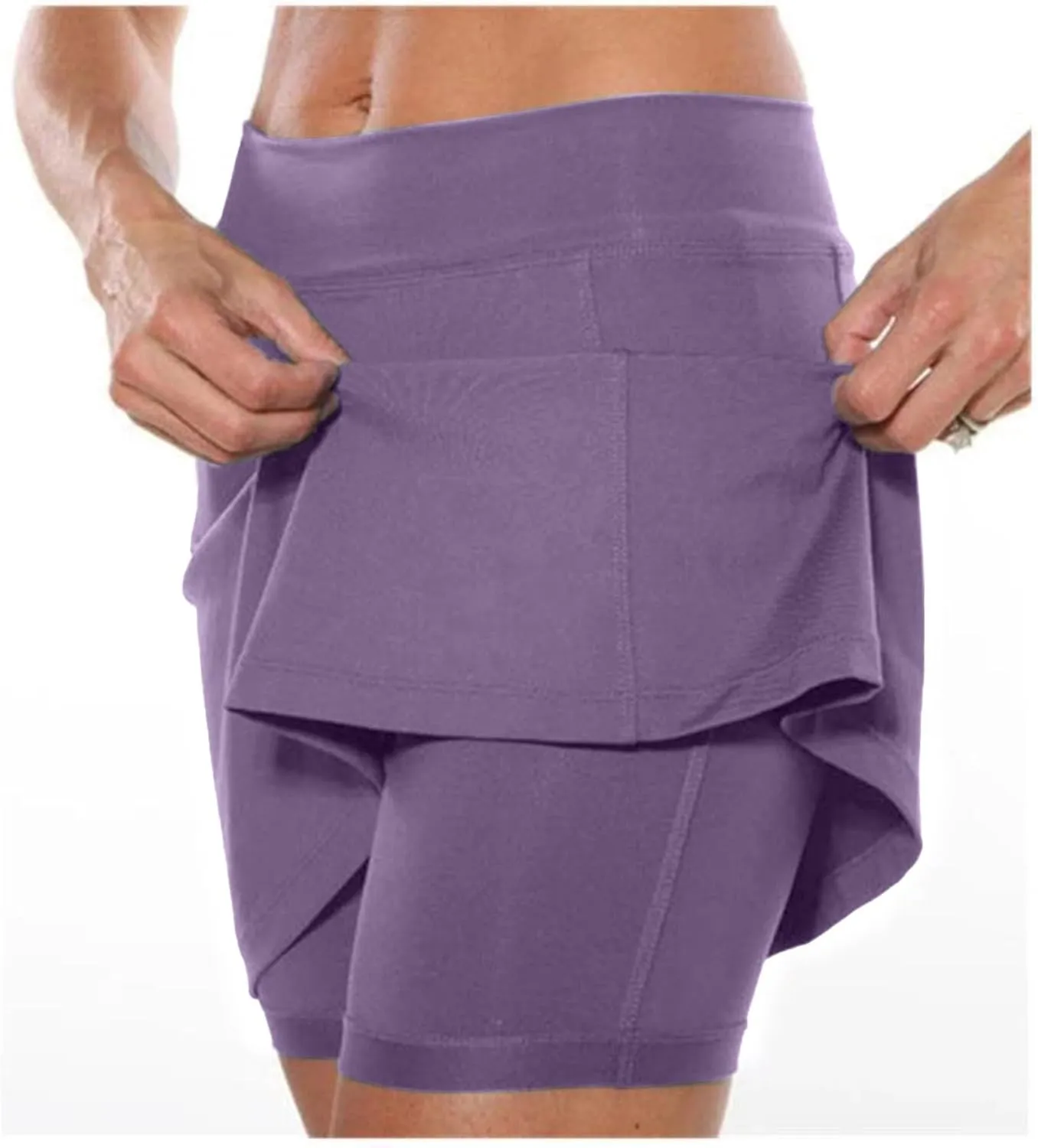 Women's Tennis Skirts Fashion Stretchy High Waist Golf Inner Shorts Sports Plus Size Solid Running Workout Athletic Skorts