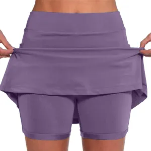 Women's Tennis Skirts Fashion Stretchy High Waist Golf Inner Shorts Sports Plus Size Solid Running Workout Athletic Skorts