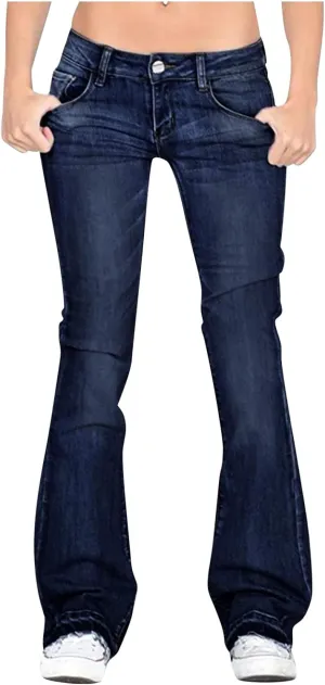 Women's Vintage Flare Jeans High Waist Stretch Denim Bell Bottoms Jeans Retro Bell-Bottomed Pants Plus Size