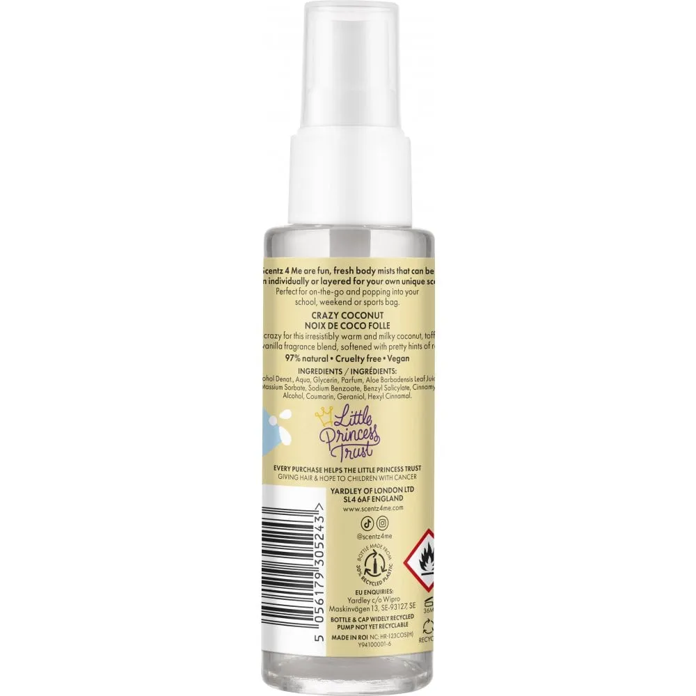 Yardley Scent 4 Me Crazy Coconut Fragranced Body Mist 100ml